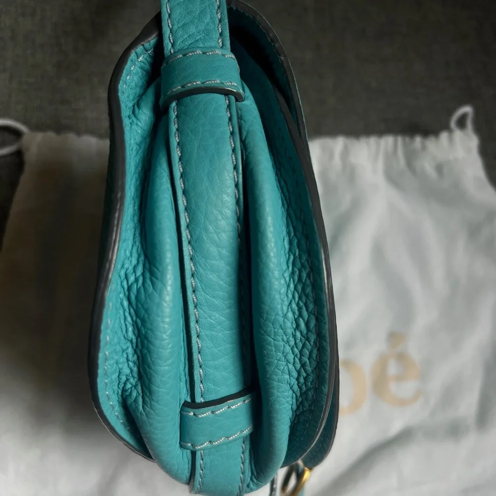 Chloe Light Blue Leather Mini Marcie Crossbody Bag Turquoise Summer Bag - Picture 5 of 15